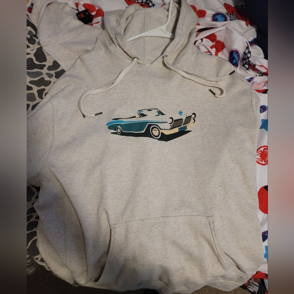 Men's Beige Hoodie with Car Graphic
